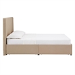 iNSPIRE Q Full Size Metal Wood V-Channel Headboard Storage Platform Bed in Beige