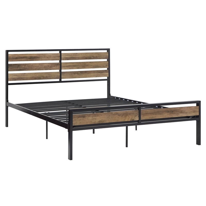 iNSPIRE Q Queen Size Low Profile Metal and Engineered Wood Platform Bed in Black