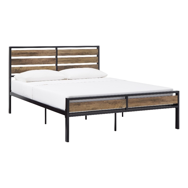 iNSPIRE Q Queen Size Low Profile Metal and Engineered Wood Platform Bed in Black
