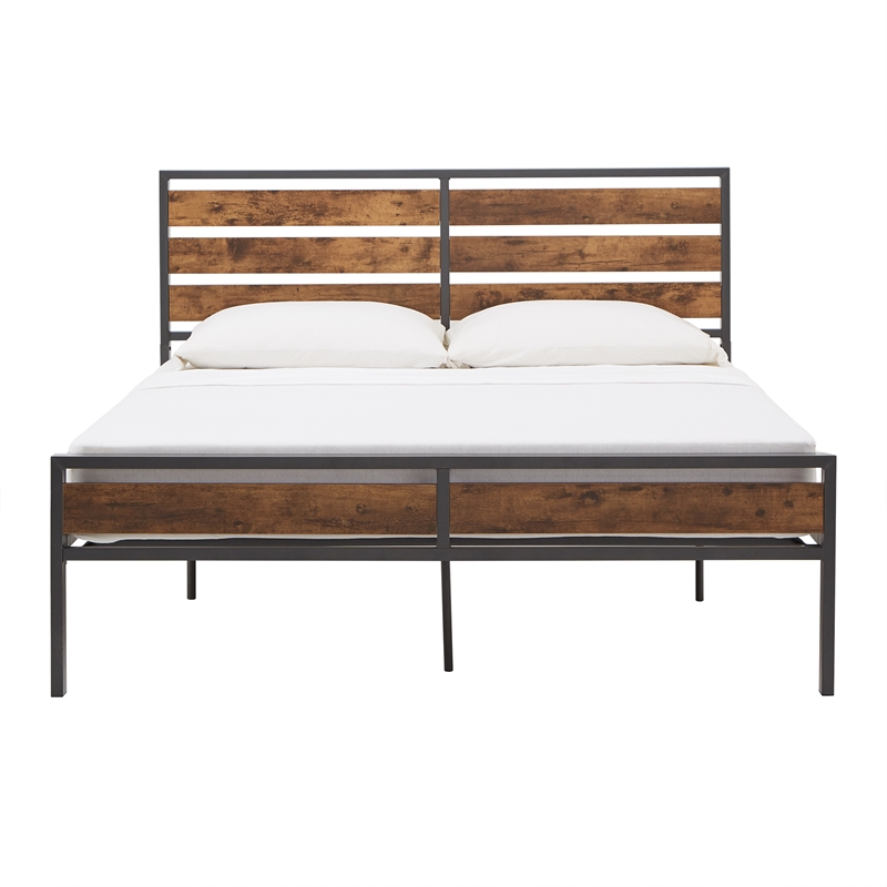 iNSPIRE Q Full Size Low Profile Metal and Engineered Wood Platform Bed in Gray