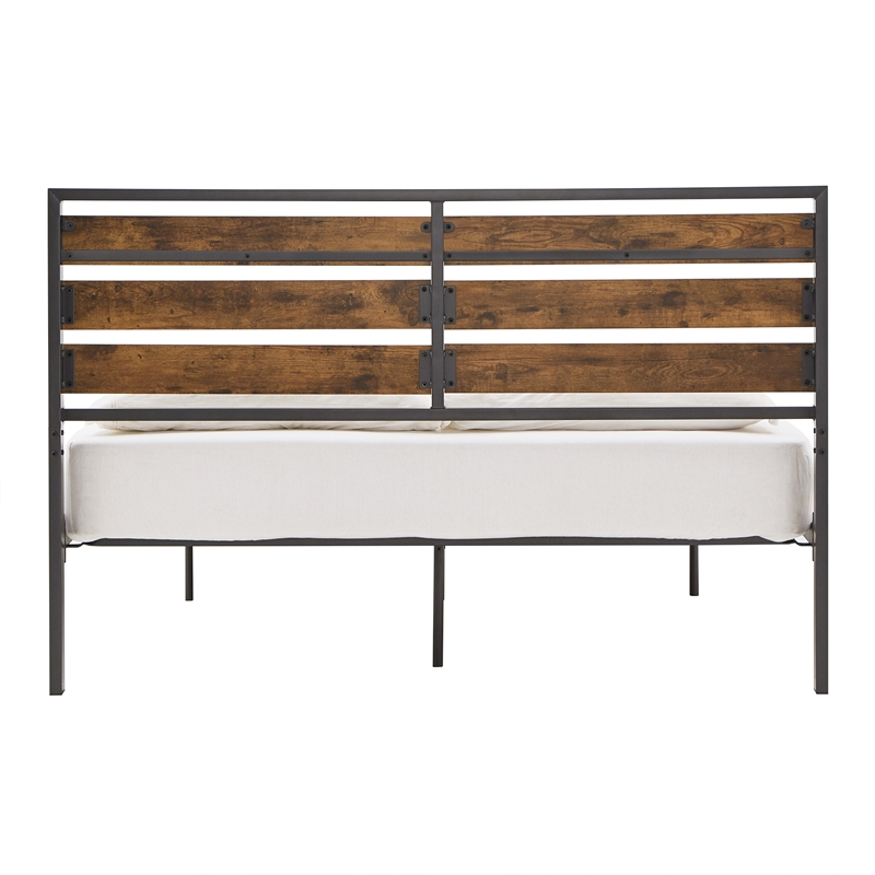iNSPIRE Q Full Size Low Profile Metal and Engineered Wood Platform Bed in Gray