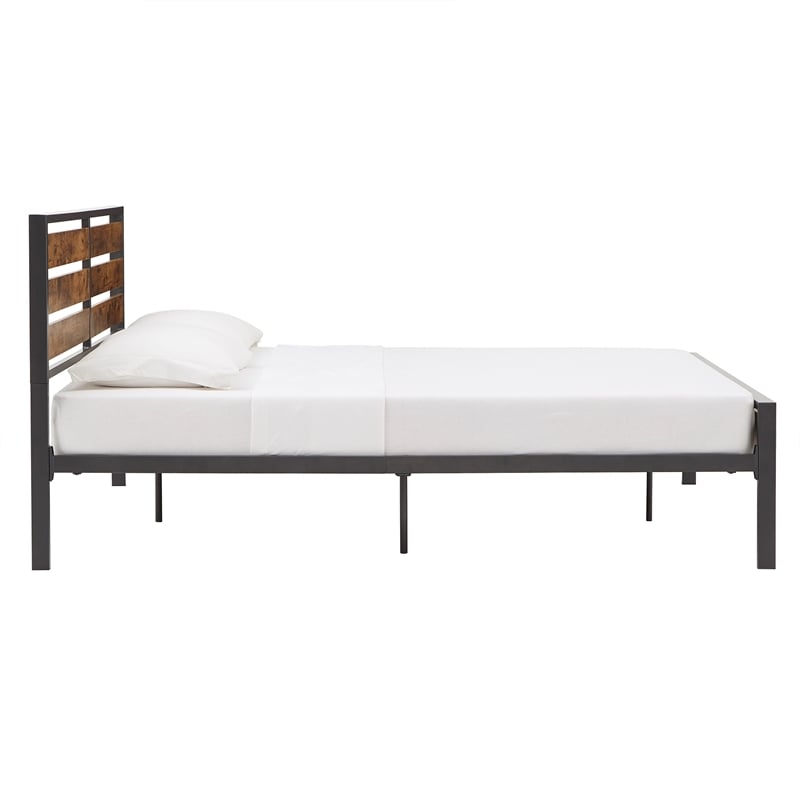 iNSPIRE Q Queen Size Low Profile Metal and Engineered Wood Platform Bed in Brown