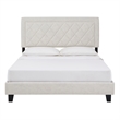 iNSPIRE Q Queen Size Metal Wood and Velvet Fabric Platform Bed in Cream White