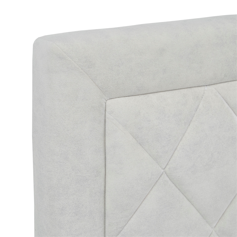 iNSPIRE Q Queen Size Metal Wood and Velvet Fabric Platform Bed in Cream White