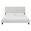 iNSPIRE Q King Size Metal Wood and Velvet Fabric Platform Bed in Cream White