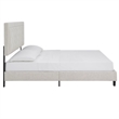 iNSPIRE Q King Size Metal Wood and Velvet Fabric Platform Bed in Cream White