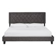 iNSPIRE Q King Size Metal Wood and Velvet Fabric Platform Bed in Gray