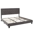 iNSPIRE Q King Size Metal Wood and Velvet Fabric Platform Bed in Gray