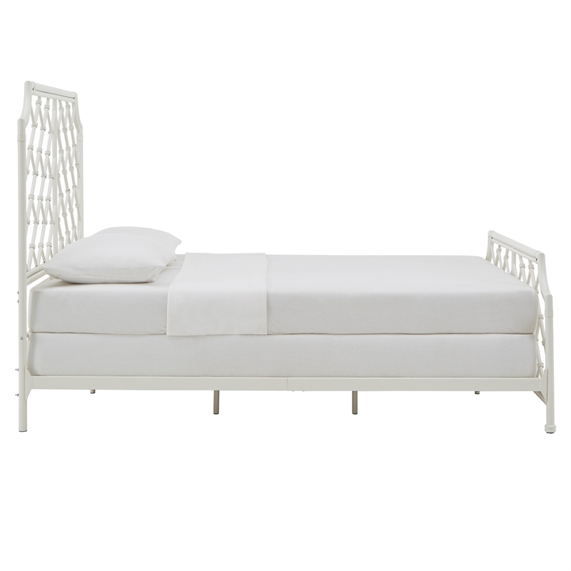 iNSPIRE Q Farmhouse Metal Geometric Mosaic Queen Bed in White