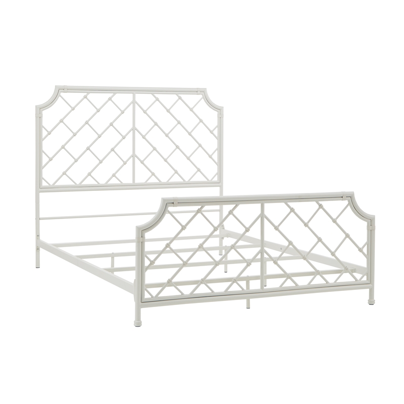 iNSPIRE Q Farmhouse Metal Geometric Mosaic Queen Bed in White