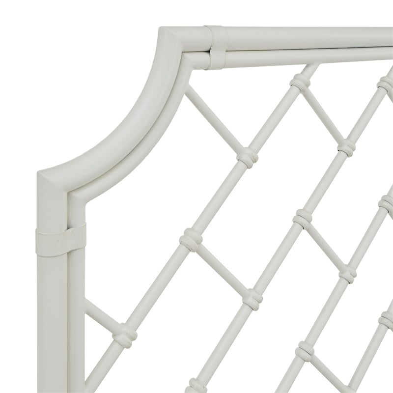 iNSPIRE Q Farmhouse Metal Geometric Mosaic Queen Bed in White