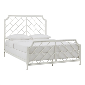 iNSPIRE Q Farmhouse Metal Geometric Mosaic Queen Bed in White