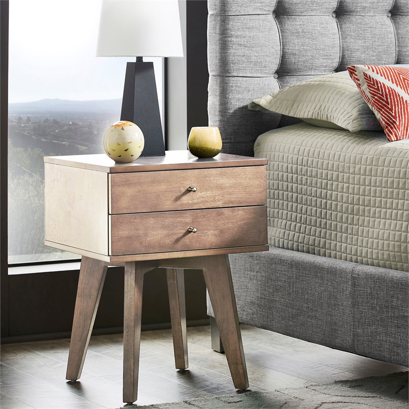 iNSPIRE Q 2-Drawer Engineered Wood Nightstand in Light Charcoal Gray