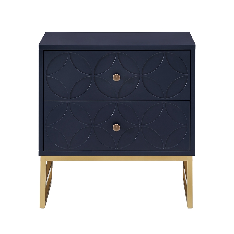 iNSPIRE Q Arched Diamond Metal and Engineered Wood End Table in Blue