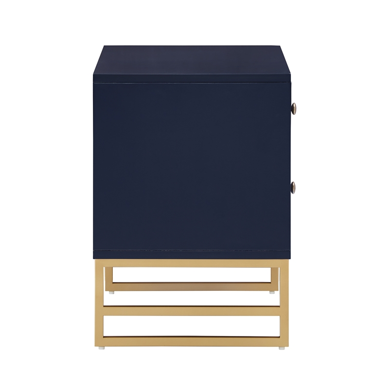 iNSPIRE Q Arched Diamond Metal and Engineered Wood End Table in Blue