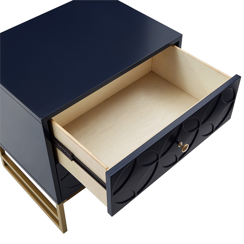 iNSPIRE Q Arched Diamond Metal and Engineered Wood End Table in Blue