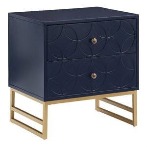 iNSPIRE Q Arched Diamond Metal and Engineered Wood End Table in Blue