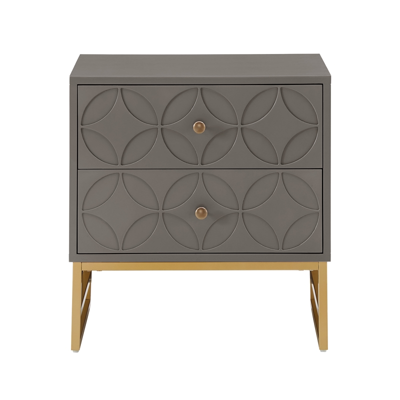 iNSPIRE Q Arched Diamond Metal and Engineered Wood End Table in Gray