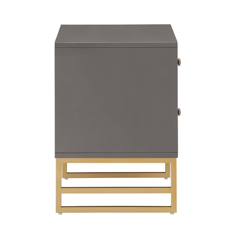 iNSPIRE Q Arched Diamond Metal and Engineered Wood End Table in Gray