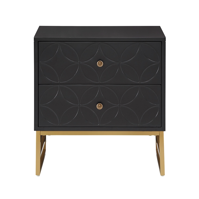 iNSPIRE Q Arched Diamond Metal and Engineered Wood End Table in Black