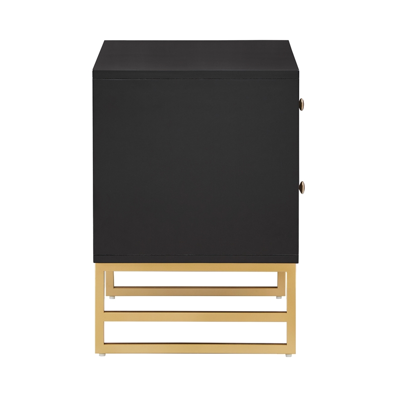 iNSPIRE Q Arched Diamond Metal and Engineered Wood End Table in Black