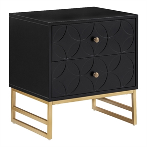 iNSPIRE Q Arched Diamond Metal and Engineered Wood End Table in Black