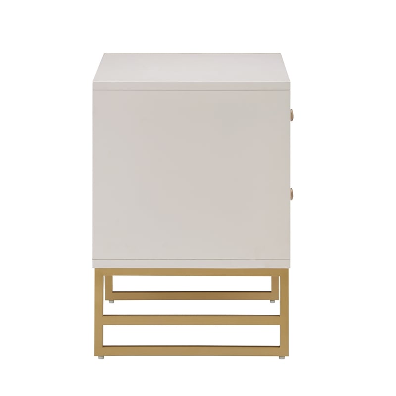 iNSPIRE Q Arched Diamond Metal and Engineered Wood End Table in White