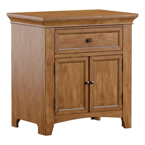 iNSPIRE Q 1-Drawer Wood Cupboard Nightstand with Charging Station in Oak