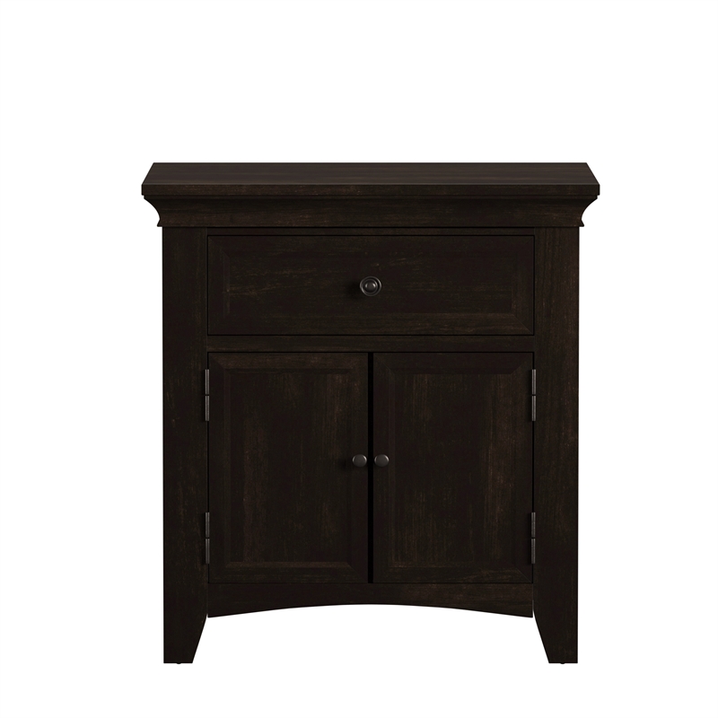 iNSPIRE Q 1-Drawer Wood Cupboard Nightstand with Charging Station in Black