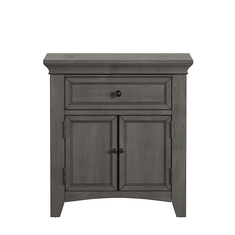iNSPIRE Q 1-Drawer Wood Cupboard Nightstand with Charging Station in Gray