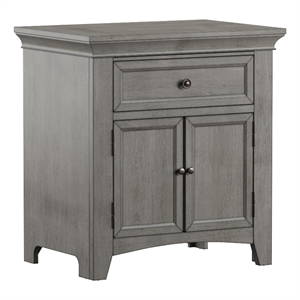 iNSPIRE Q 1-Drawer Wood Cupboard Nightstand with Charging Station in Gray