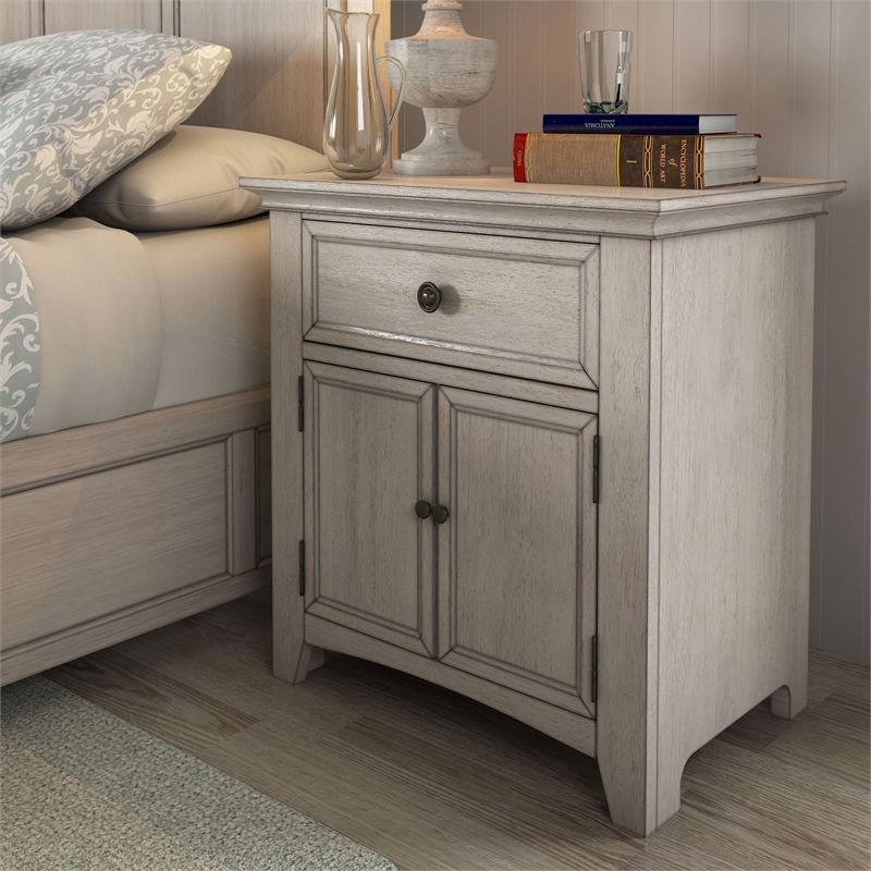 iNSPIRE Q 1-Drawer Wood Cupboard Nightstand with Charging Station in White