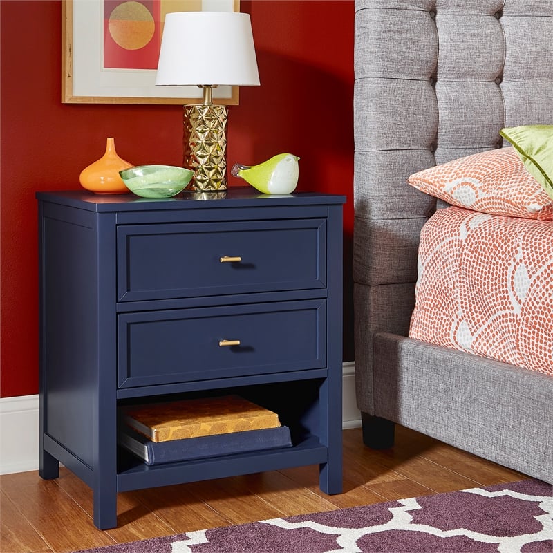 iNSPIRE Q 2-Drawer Solid Wood and Engineered Wood Nightstand in Twilight Blue