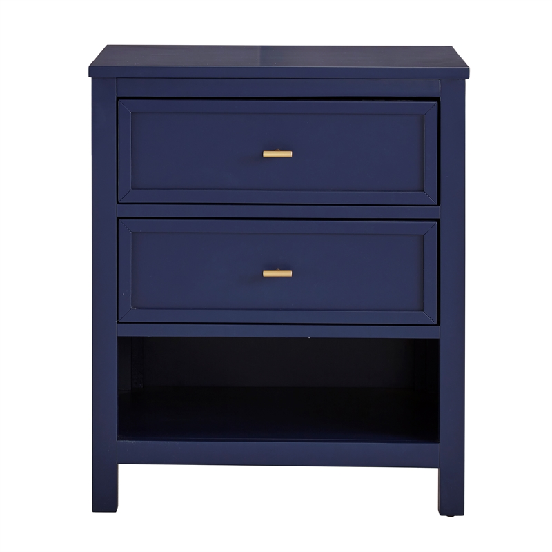 iNSPIRE Q 2-Drawer Solid Wood and Engineered Wood Nightstand in Twilight Blue