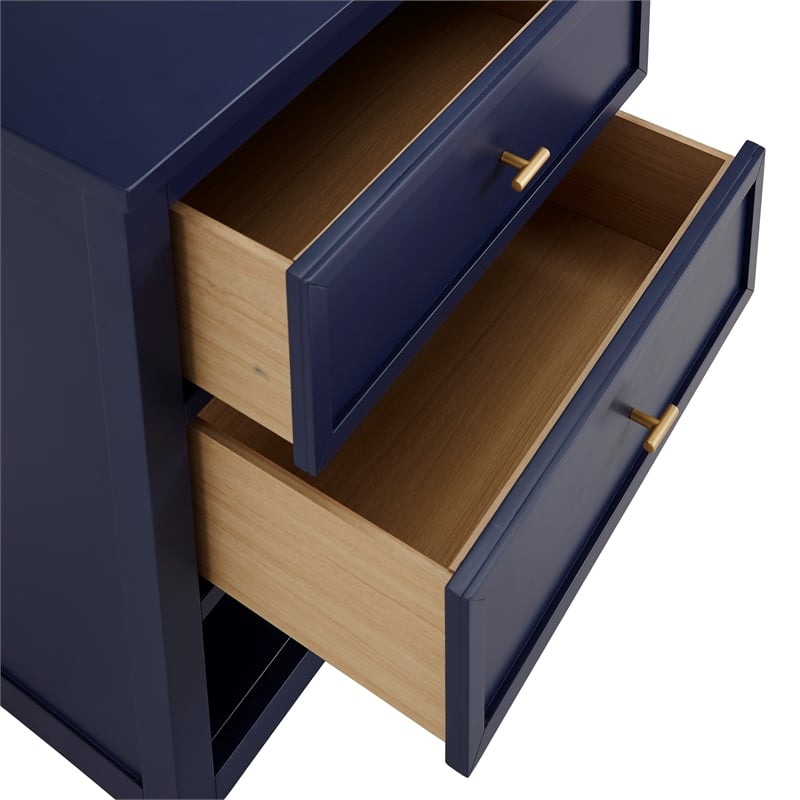 iNSPIRE Q 2-Drawer Solid Wood and Engineered Wood Nightstand in Twilight Blue