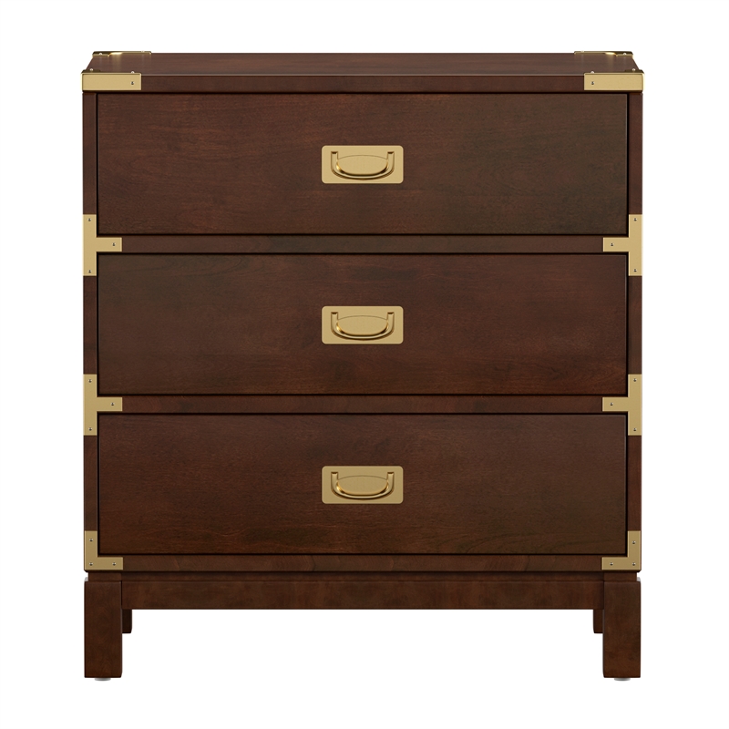 iNSPIRE Q 3-Drawer Solid Wood and Engineered Wood Accent Nightstand in Brown