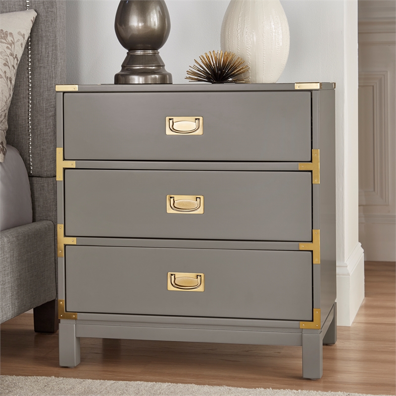iNSPIRE Q 3-Drawer Solid Wood and Engineered Wood Accent Nightstand - Frost Gray