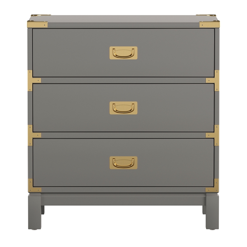 iNSPIRE Q 3-Drawer Solid Wood and Engineered Wood Accent Nightstand - Frost Gray
