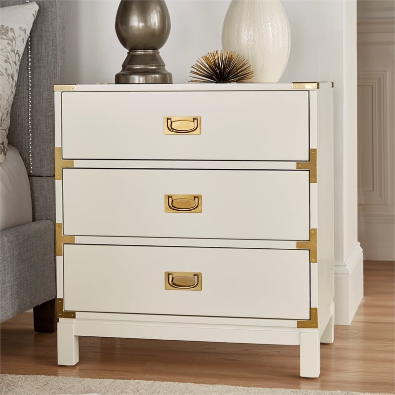 iNSPIRE Q 3-Drawer Solid Wood and Engineered Wood Accent Nightstand in White