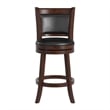 iNSPIRE Q Panel Back PU Swivel Wood Counter Height Stool in Black/Cherry
