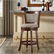 iNSPIRE Q Panel Back Linen Swivel Wood Counter Height Stool in Gray/Cherry