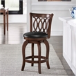 iNSPIRE Q Scroll Back PU Swivel Wood Counter Height Stool in Black/Cherry