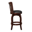 iNSPIRE Q Scroll Back PU Swivel Wood Counter Height Stool in Black/Cherry