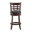 iNSPIRE Q Window Back PU Swivel Wood Counter Height Stool in Black/Dark Cherry