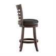 iNSPIRE Q Window Back PU Swivel Wood Counter Height Stool in Black/Dark Cherry