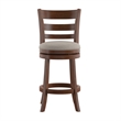 iNSPIRE Q Ladder Back Linen Swivel Wood Counter Height Stool in Gray/Dark Cherry