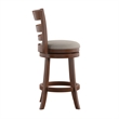 iNSPIRE Q Ladder Back Linen Swivel Wood Counter Height Stool in Gray/Dark Cherry