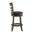 iNSPIRE Q Ladder Back PU Swivel Wood Counter Height Stool in Black/Dark Cherry