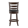 iNSPIRE Q Ladder Back PU Swivel Wood Counter Height Stool in Black/Dark Cherry