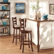 iNSPIRE Q Ladder Back Linen Swivel Wood Bar Stool in Gray/Dark Cherry